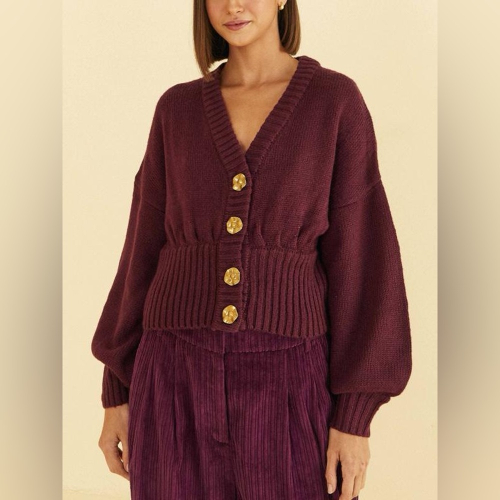 Farm Rio Bubble Long Sleeve Knit Cardigan